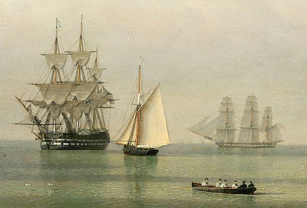 John ward of hull Warships on a calm sea China oil painting art